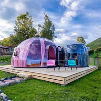 Tente dôme transparente en polycarbonate pour l'extérieur, mini-dôme de camping, maison dôme géodésique ovale verte pour hôtels et campings