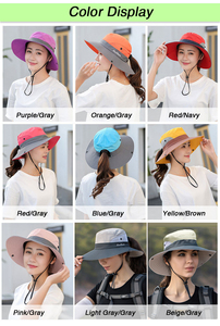 Extérieur Tribu Pliable <span class=keywords><strong>Soleil</strong></span> Chapeau D'été UV Protection Pliable Large Bord Queue De Cheval Chapeau De Pêche Seau Chapeau - Product Image 5