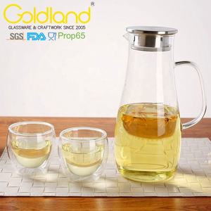 Piatto in acciaio inox coperchio brocca di <span class=keywords><strong>vetro</strong></span> iced tea brocca di <span class=keywords><strong>acqua</strong></span> brocca bevanda <span class=keywords><strong>caraffa</strong></span> 1.5L - Product Image 2