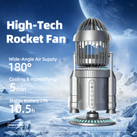 Ventilador AntarcChill Novelty Rocket Mist con Logotipo Personalizado, Embalaje de Regalo, Decoración de Escritorio, Luz Nocturna RGB, Ventilador Portátil de Refrigeración para Venta al por Mayor
