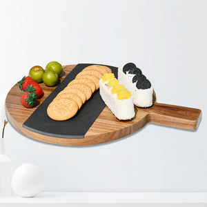 Natural Acacia Wood Charcuterie Boards with Slates;Wood/Slate Serving Boards for <b>Kitchen</b> - Product Image 6
