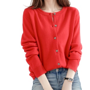 Suéter Cárdigan Elegante para Mujer, Manga Larga, Color Sólido, Cuello Redondo con Botones, a la Moda - Product Image 1