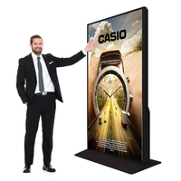 Kiosco Digital de Pantalla Completa de 65 Pulgadas Ultra Delgado con Marco Estrecho, Soporte de Pie, Sistema Android, Pantalla 4K y Cámara
