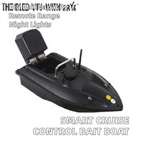 Perahu Umpan Ikan Plastik RC Smart Cruise Control dengan Fish Finder, Jangkauan 500M, Kapasitas 2KG, Bertenaga Baterai, Lampu Malam, dan Umpan Pancing