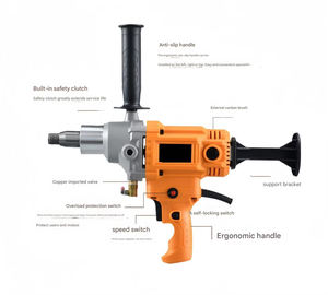 Mélangeur à main à vitesse réglable mélangeur Portable pour poudre de peinture de ciment à la chaux perceuse d'avion de mélange <span class=keywords><strong>électrique</strong></span> - Product Image 2