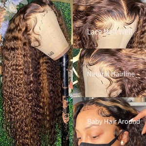 Perruques en <span class=keywords><strong>cheveux</strong></span> humains, Lace Front, <span class=keywords><strong>Cheveux</strong></span> bouclés bruts birmans, Perruque Lace Front HD 13x4 pour femmes, Densité 200%, Perruques de <span class=keywords><strong>cheveux</strong></span> bouclés couleur mèches - Product Image 3