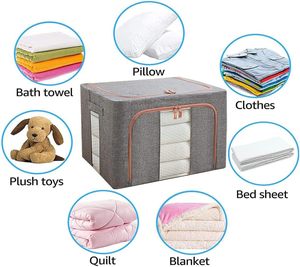 Clothes Storage <b>Bins</b> Box-Foldable Stackable <b>Rectangle</b> Container Organizer Set with Clear Window & Carry Handles - Product Image 4