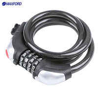 Verrou à câble MAXFORD pour vélo, cadenas à combinaison pour vélo, cadenas à combinaison pour vélo, journal pour vélo, cadenas à code à 4 chiffres pour vélo
