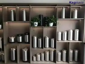 Kegmaxs-minidispensador de cerveza casera, grado alimenticio, SS, 4L, para cerveza carbonizada y Nitro, con bloqueo de bola de café, barril curvo, bandeja de goteo