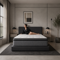 Matelas à ressorts ensachés durable à fermeté moyenne, faible MOQ, bordure jacquard diamant, 30 cm d'épaisseur, pour hôtels, chambres d'hôtel, appartements de services et usines