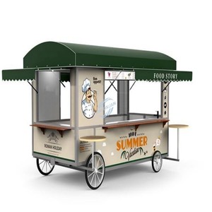 Electric Four-Wheel Mobile Beverage Food Cart, Multi-Functional Sightseeing Street <b>Vending</b> Trailer For Milk Tea & Coffee - Product Image 1