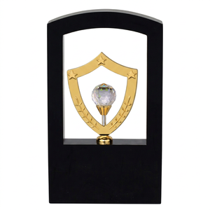 Trofeo de premio premium con un elegante diseño metálico, ideal para honrar a los ganadores y a las personas de alto rendimiento, trofeos de madera. - Product Image 1