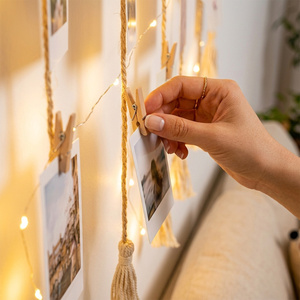Panneau d'affichage photo personnalisé en corde de coton, macramé, pour mariage, anniversaire et fête, avec LED. - Product Image 6
