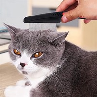 Peigne anti-puces pour animaux de compagnie avec poignée en caoutchouc, peignes anti-puces et anti-tiques pour chats, brosse pour animaux de compagnie, éliminateur de poils de chien, peigne à dents fines pour toilettage des chiens