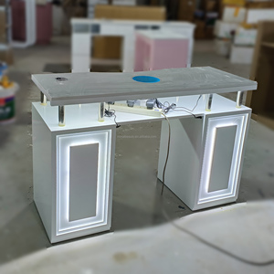 Bộ bàn ghế làm móng hiện đại, mặt bàn đá cẩm thạch, kèm máy hút bụi và đèn LED - Product Image 3