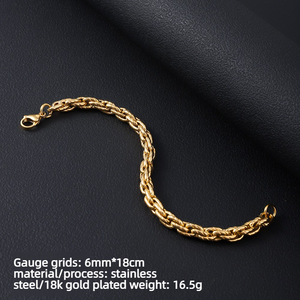 <b>Men</b> Stainless Steel Bracelet Chains Multi Style | 18K PVD Gold Waterproof Non Tarnish <b>Mens</b> Chain Bracelets Bulk Wholesale - Product Image 4