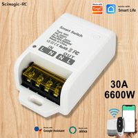 Module de relais Wi-Fi intelligent à 1 canal, interrupteur à distance, AC 85-265V 6600W 30A, récepteur RF433, minuterie, commande vocale, relais compatibles avec Alexa