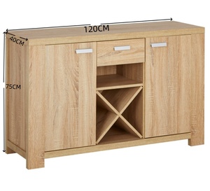 Buffet moderne de style farmhouse avec rangement pour vin et tiroir, armoire de cuisine en bois avec porte de grange - Product Image 2