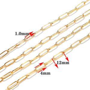 18K Vacuum Plated Stainless Steel Oval Flat Link Paperclip <b>Chain</b> | Gold and Silver Decorative <b>Necklace</b> <b>Chain</b> for Jewelry Making - Product Image 3