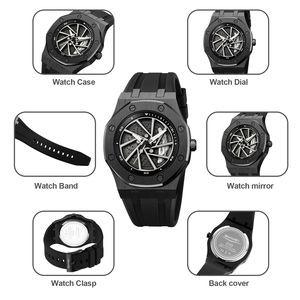 SKMEI 2359 jam tangan pria, arloji mobil tahan air, tali silikon Stainless Steel bercahaya, jam tangan kuarsa untuk pria - Product Image 5