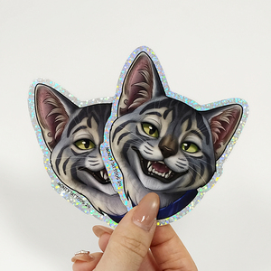 High Quality Custom Shape Printing <b>Waterproof</b> Adhesive PVC <b>Label</b> Custom Decorative Glitter Rainbow Holographic Die Cut Sticker - Product Image 4