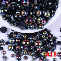 Perles semi-circulaires simulées AB perles ABS perles rondes en vrac pour la fabrication de bijoux à bricoler soi-même Bracelet Imitation perle de vêtement