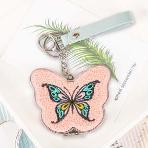 Butterfly Plush Compact <b>Mirror</b> Double-Sided Portable <b>Makeup</b> <b>Mirror</b> <b>With</b> Keychain Embroidered Pocket <b>Mirror</b> <b>Light</b> Pink - Product Image 6