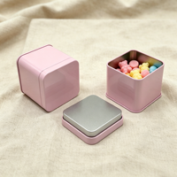 Boîte en fer blanc rose carrée, petite, portable, vide, de qualité alimentaire, imprimée sur mesure, pour emballage de chocolat, bijoux ou mariage, vente en gros