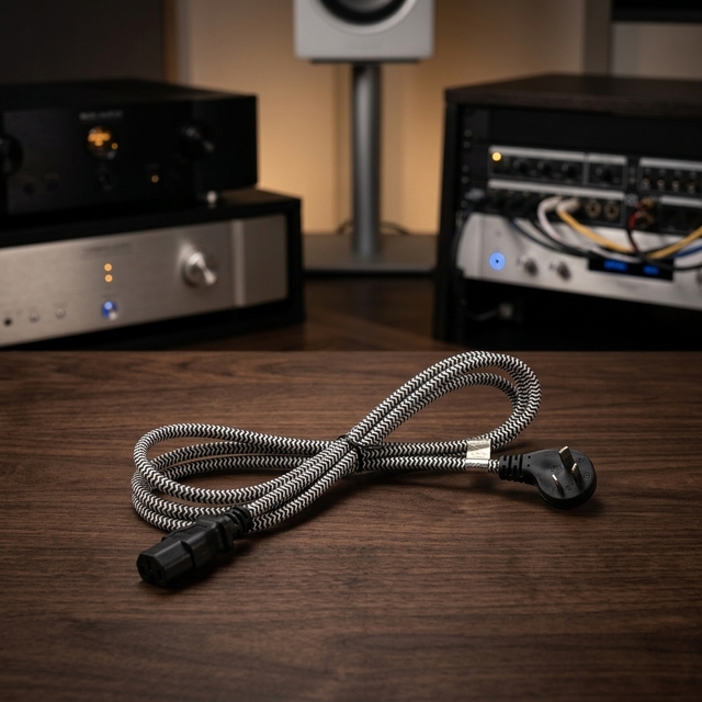 USA Power Cord Electric 45 Degree Plug with Skin Is Covered with a Woven Texture 15A Certified Plug 125V for Audio Equipment