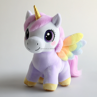 Peluche personnalisée d'anime, licorne arc-en-ciel brodée, adorable grande poupée cheval ange, jouets en peluche super doux avec rembourrage en coton PP