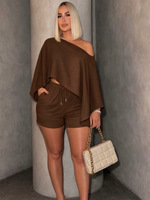 Ensemble de shorts deux pièces pour femmes, mode d'été, couleur unie, haut asymétrique élégant et short décontracté, ensemble deux pièces pour femmes