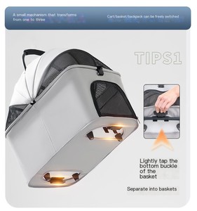Có thể gập lại lớn hai lớp xe đẩy Trọng lượng nhẹ giỏ hàng vật nuôi nhỏ vận chuyển sang trọng xem 360 chó Xe đẩy vật nuôi xe đẩy - Product Image 4
