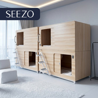 Lit capsule de luxe Queen Size avec porte verrouillable, étagère de rangement, bureau d'étude, centre d'affaires, dortoir, longue durée de vie