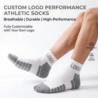 Chaussettes de sport athlétiques respirantes pour hommes avec logo personnalisé, semelle épaisse en tissu éponge, évacuation de l'humidité, pour la course et la gym, usine OEM
