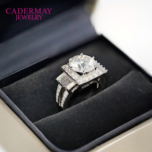 Cadermay 사용자 정의 <span class=keywords><strong>Silver925</strong></span> 모이 사 나이트 반지 11mm 5ct 메인 라운드 모이 사 나이트 다이아몬드 약혼 파티 반지 여성 남성 - Product Image 6