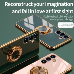 Funda de Teléfono TPU con Baño de Oro, Soporte Magnético y Anillo, para <span class=keywords><strong>Samsung</strong></span> <span class=keywords><strong>Galaxy</strong></span> <span class=keywords><strong>A13</strong></span> 4G, Protección de Lente, Cubierta Trasera de Silicona - Product Image 6
