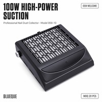 Aspirateur à poussière pour ongles 100W, 4500 tr/min, vitesse du ventilateur réglable, extracteur de poussière pour manucure avec filtre réutilisable pour technicien des ongles