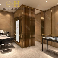 Vitrine de présentation de bijoux en verre de luxe artistique moderne avec éclairage LED, comptoir de présentation de bijoux