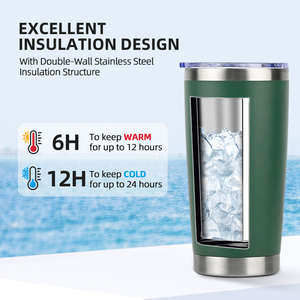 Mug à café en acier inoxydable de 20 oz avec revêtement en poudre, avec poignée et couvercle, isolé sous vide pour un usage quotidien et en extérieur - Product Image 4