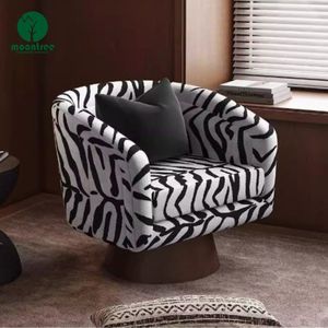 Poltrona Moderna ed Elegante Moontree con Schienale Incrociato, Rivestimento in Tessuto con Motivo Zebrato, Sedia Singola in Legno <span class=keywords><strong>per</strong></span> Soggiorno e <span class=keywords><strong>Camera</strong></span> da Letto - Product Image 3