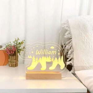 Luce notturna personalizzata per bambini, nome personalizzato orso lampada a Led per ragazze ragazzi, nome personalizzato luci notturne regalo per bambini - Product Image 4