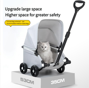 4 पहियों के आउटडोर चलने के साथ 2025 नई उच्च गुणवत्ता वाले लक्जरी पालतू स्टलर पर बिल्लियों कुत्तों के लिए आसान फोल्डेबल ट्रॉली - Product Image 2