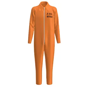 Halloween Volwassen Jailbird Crimineel Cosplay Mannen Gevangene Jumpsuit Oranje Gevangene Kostuum Drop Ship Ecoparty