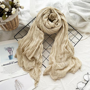 工場直送ソフトビスコースリネンスカーフ女性用ロング薄いヒジャーブタッセル付きソリッドカラー春用リネンビスコースショール - Product Image 5