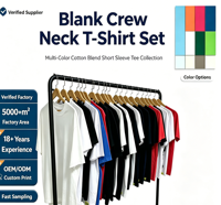 Kaos Kerah Bulat Polos 200gsm Buatan Khusus Multi Warna Lengan Pendek Cetak Kustom untuk Pakaian Tim Sehari-hari
