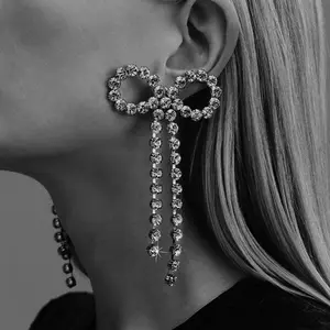 2024 HOT STYLES New trend New drop crystal bow earrings for woman Balletcore Trend