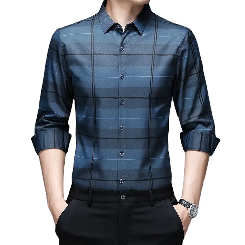 फैशन आदमी मुफ्त शैली लंबी आस्तीन ढीला फिट धारी ब्लाउज शर्ट