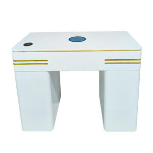 Table de manucure moderne en or blanc de luxe, table de manucure pour salon de manucure avec aspiration - Product Image 2