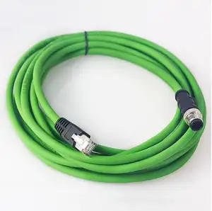 Kabel konektor M12 RJ45 konektor M12 8-Pin x-code pria ke RJ45 kabel konektor cetakan Plug dengan panjang 2M