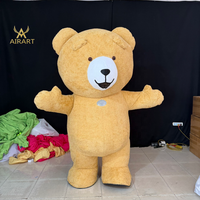 Costume d'ours gonflable de dessin animé avec souffleur d'air pour spectacle scolaire, accessoire d'activité, combinaison d'ours en peluche gonflable pour défilé